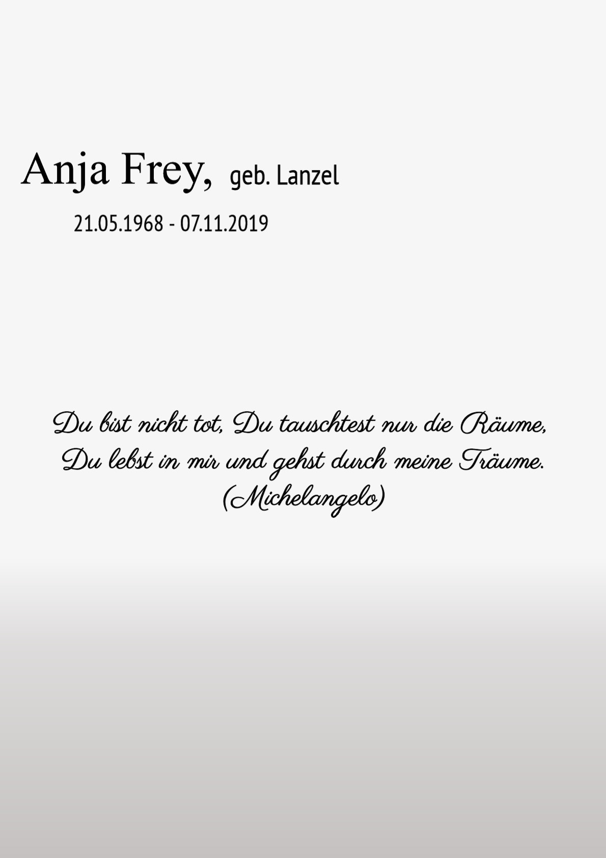 Traueranzeige von Anja Frey