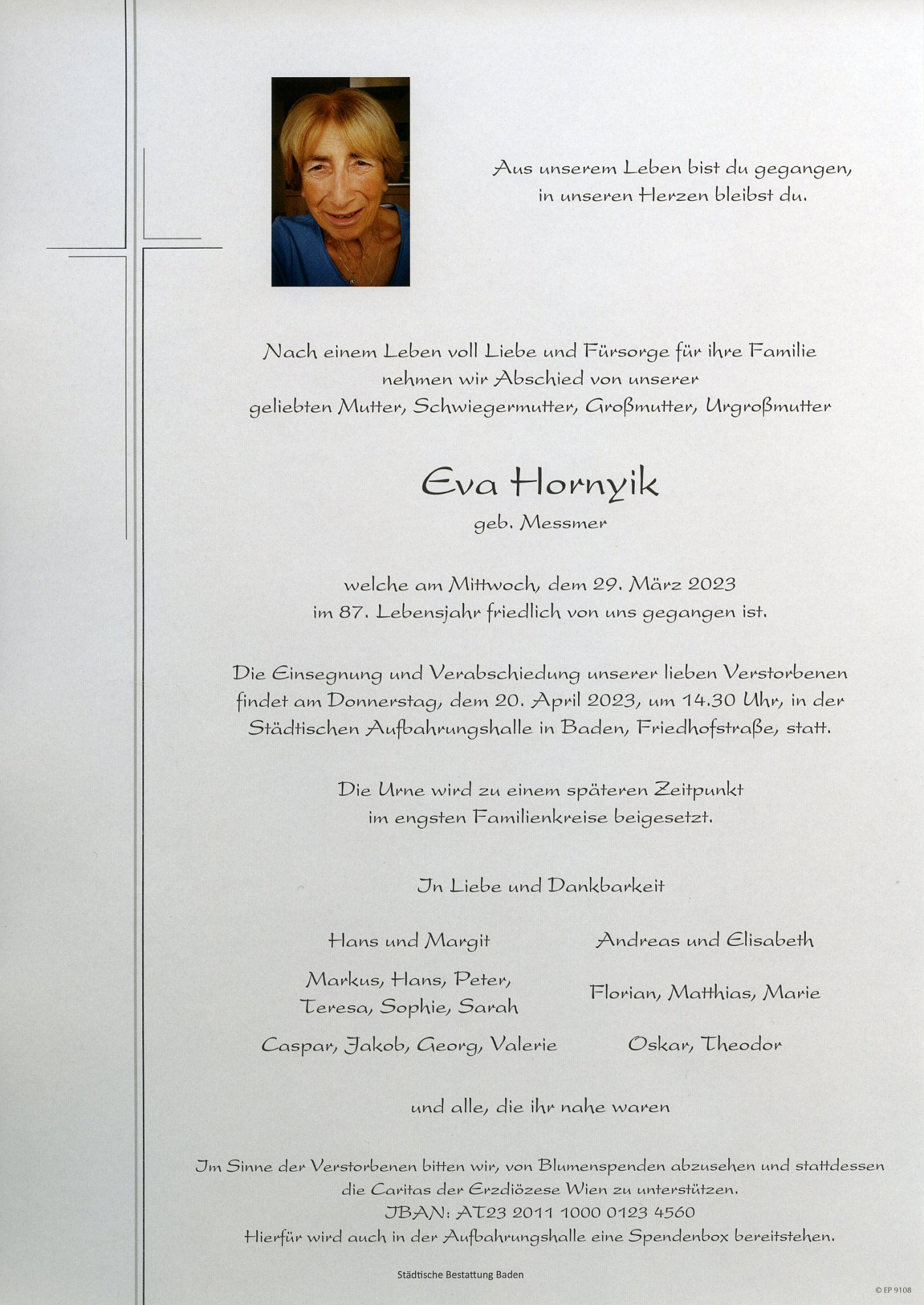 Traueranzeige von Eva Hornyik