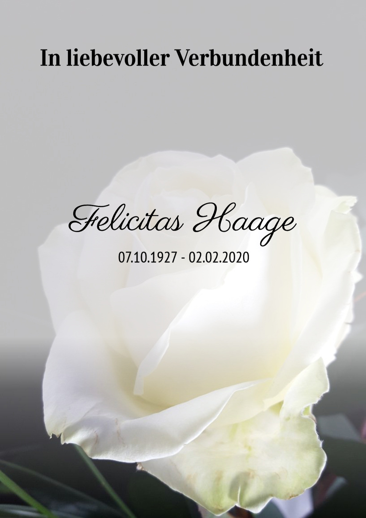 Traueranzeige von Felicitas Haage