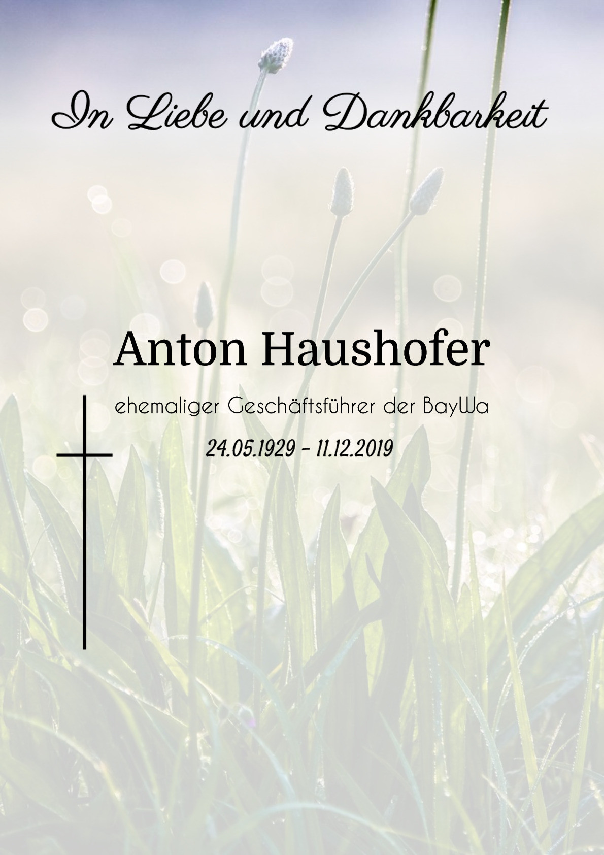 Traueranzeige von Anton Haushofer