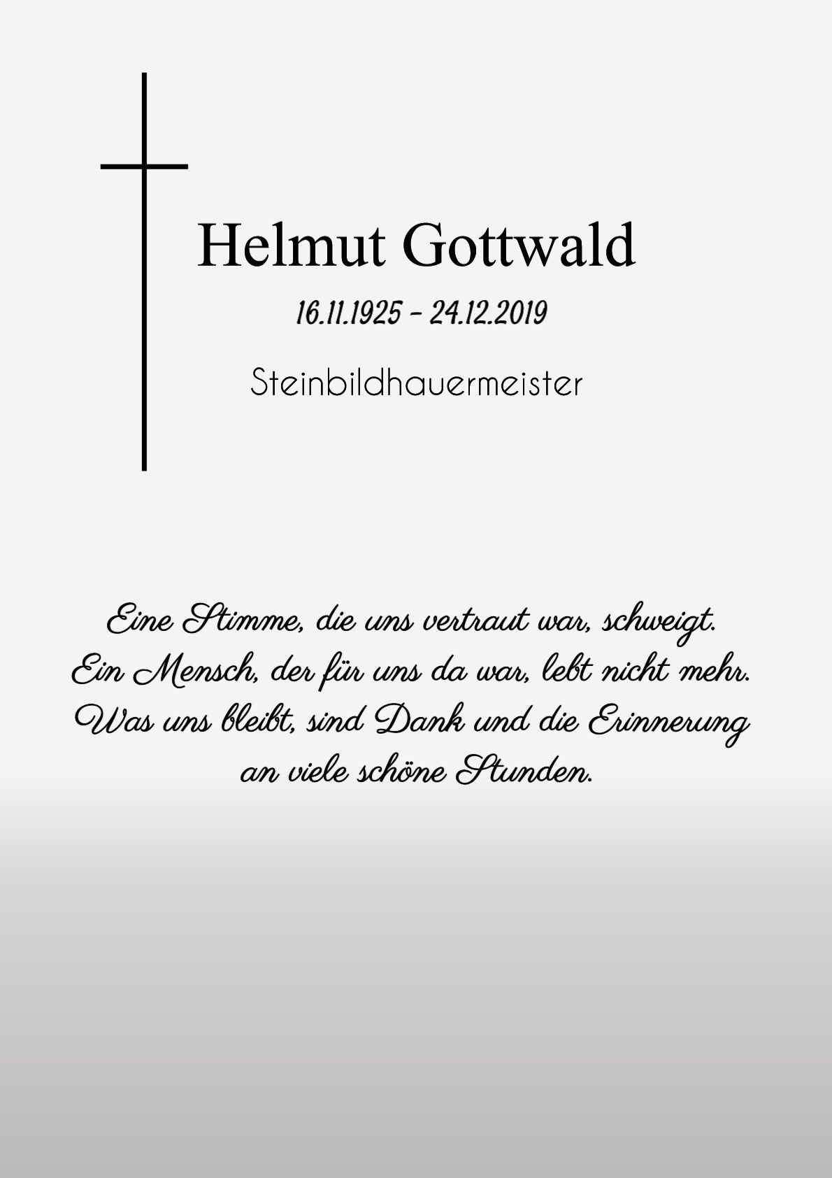 Traueranzeige von Helmut Gottwald