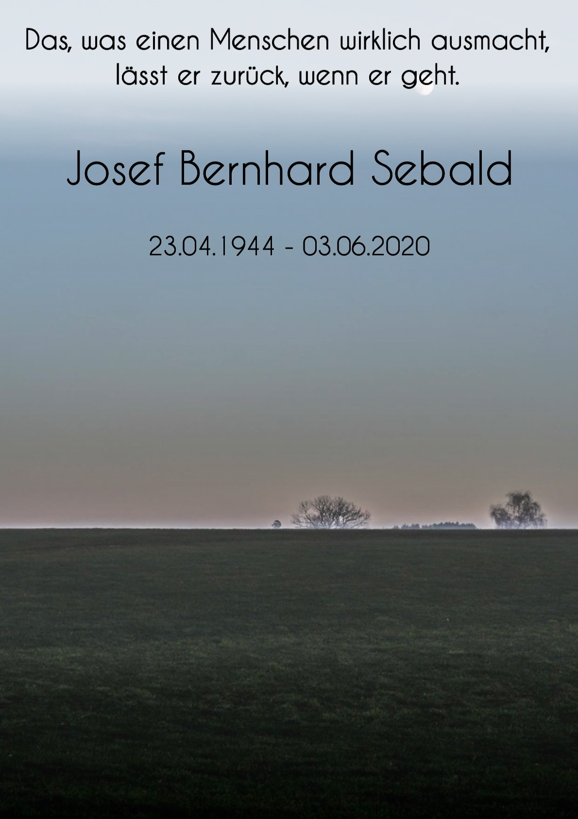 Traueranzeige von Josef Bernhard Sebald