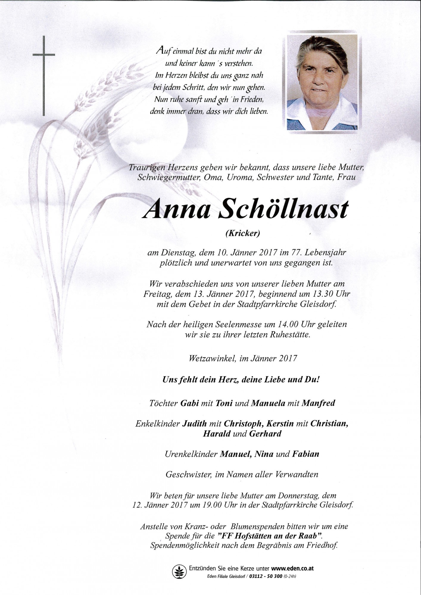 Traueranzeige von Anna Schöllnast