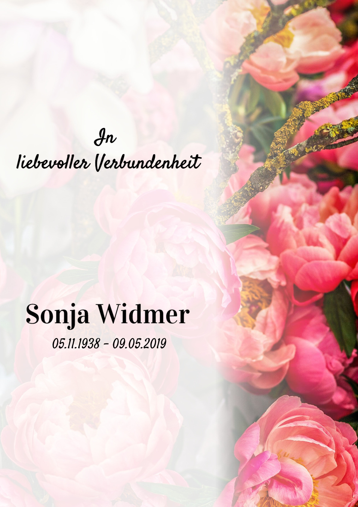 Traueranzeige von Sonja Widmer