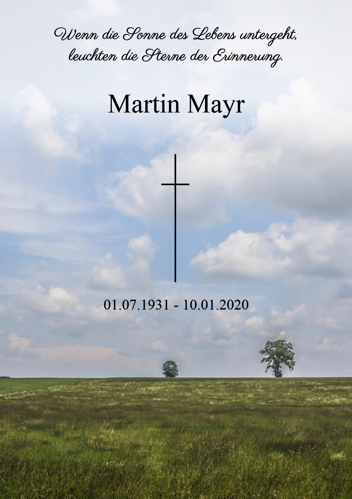 Traueranzeige von Martin Mayr