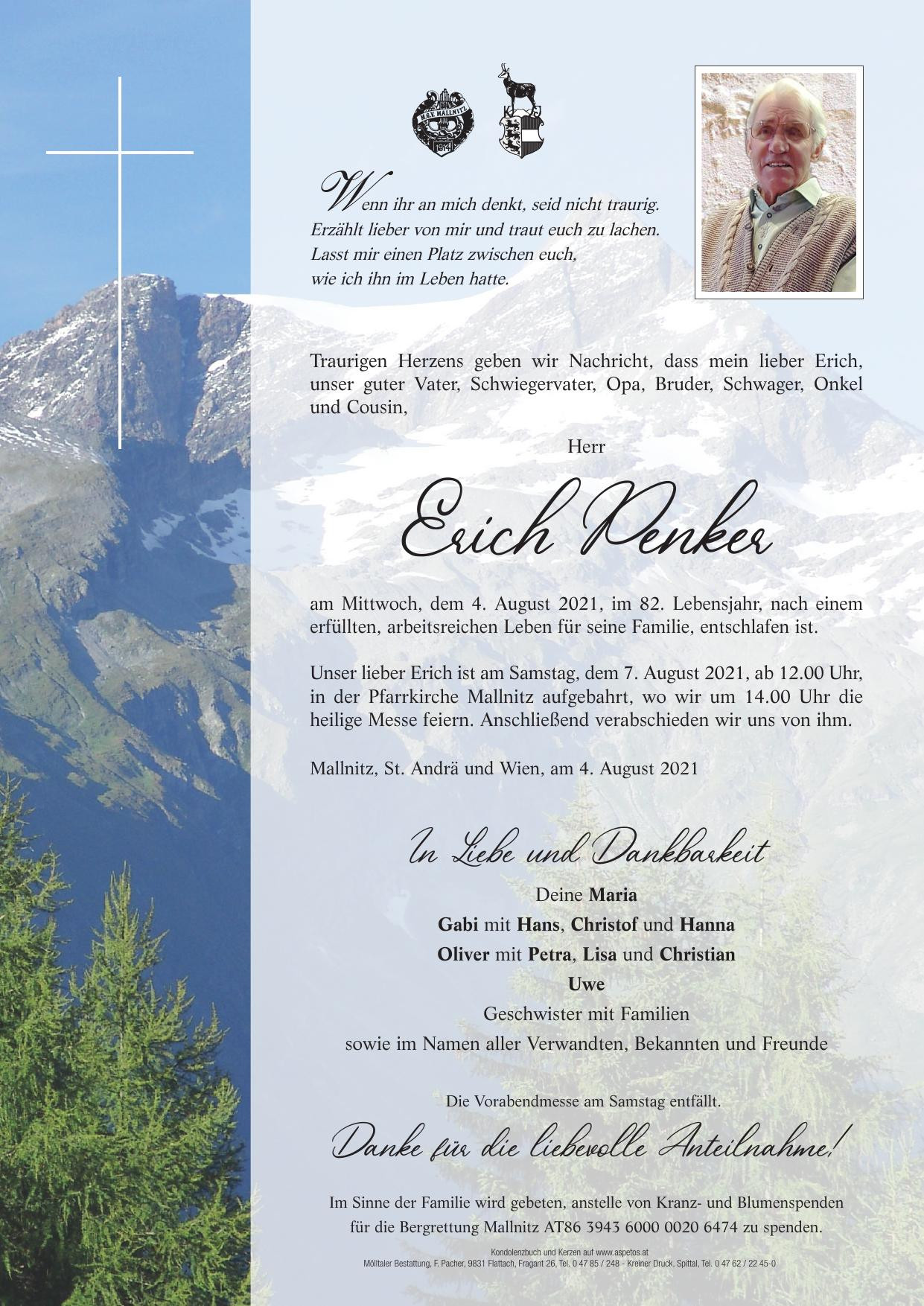 Traueranzeige von Erich Penker