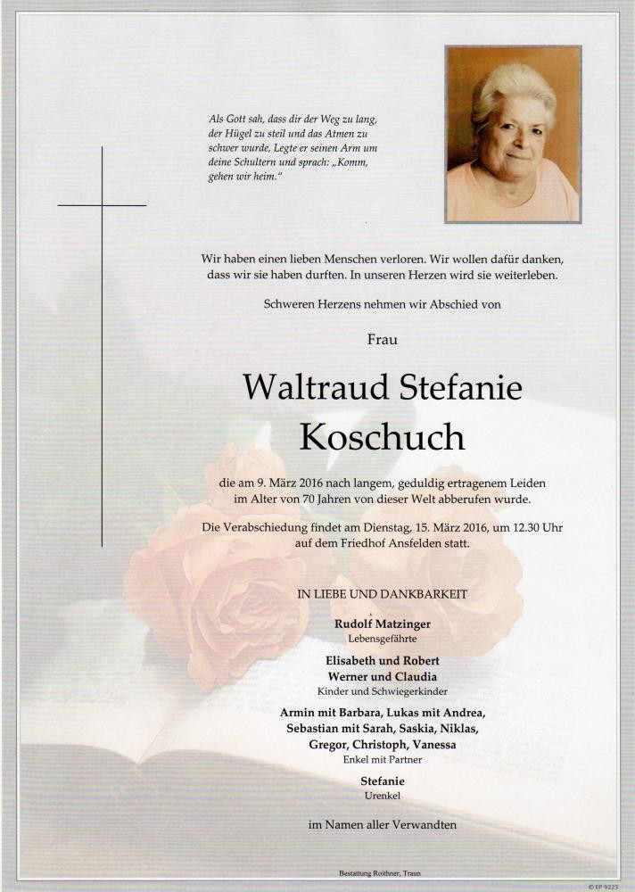 Traueranzeige von Waltraud Stefanie Koschuch