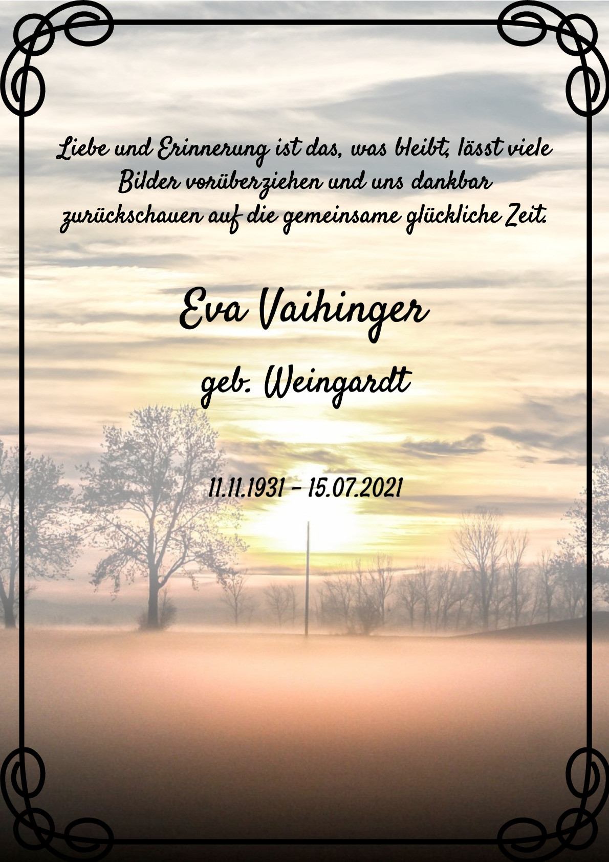 Traueranzeige von Eva Vaihinger