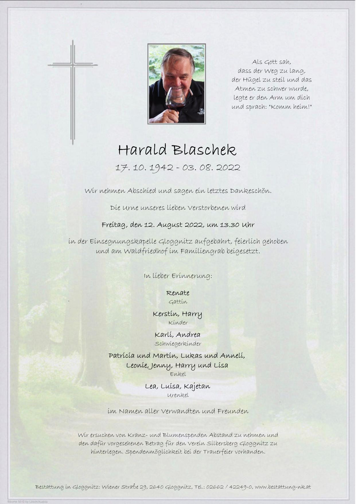 Traueranzeige von Harald Blaschek