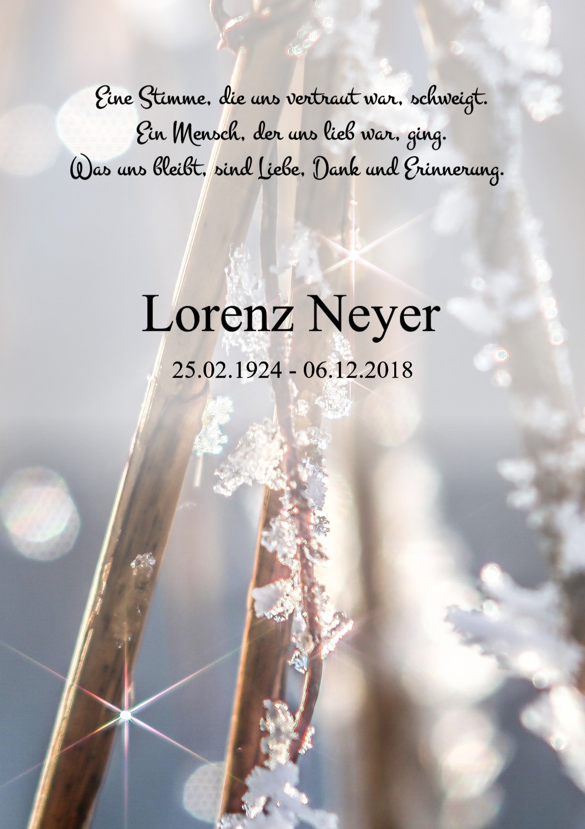 Traueranzeige von Lorenz Neyer