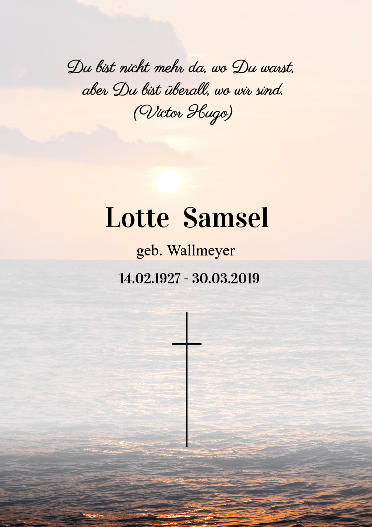 Traueranzeige von Lotte Samsel