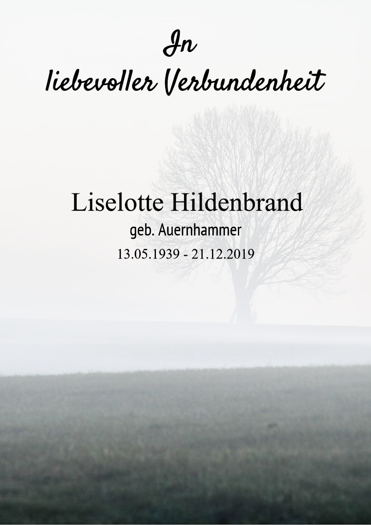 Traueranzeige von Liselotte Hildenbrand
