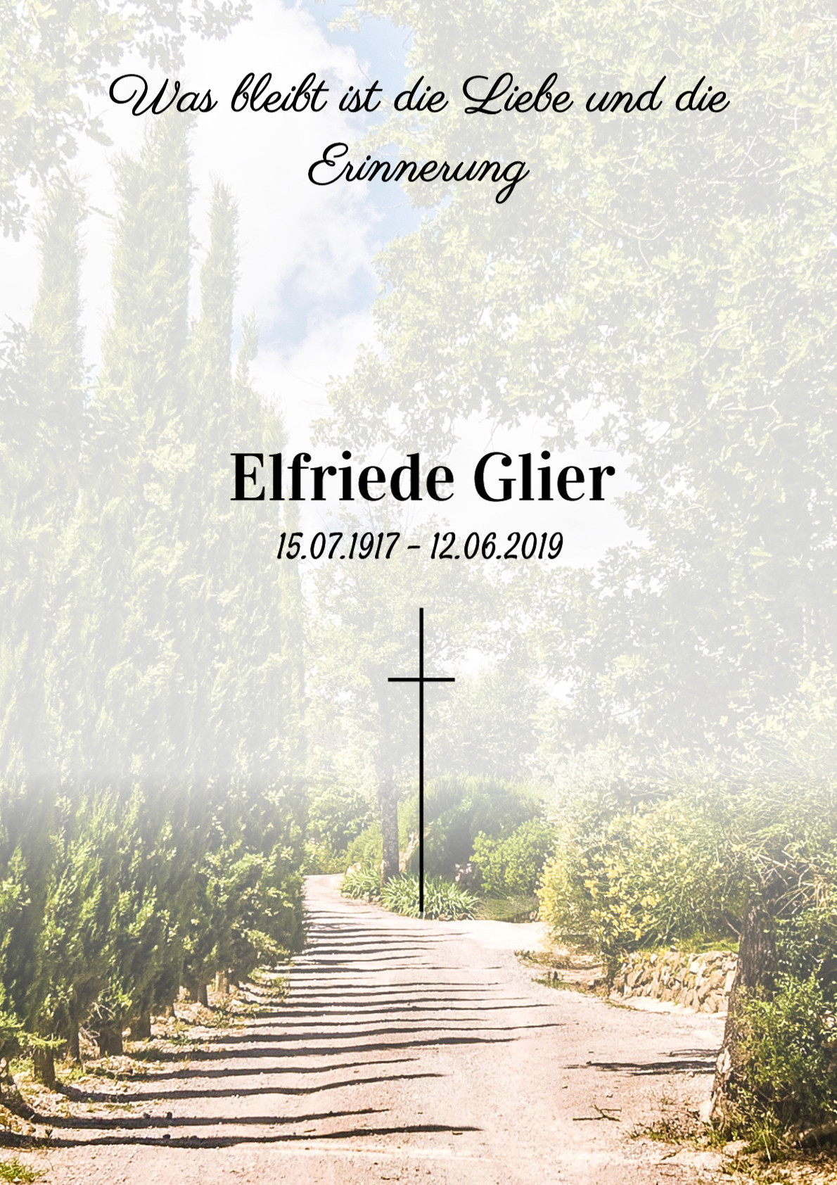 Traueranzeige von Elfriede Glier