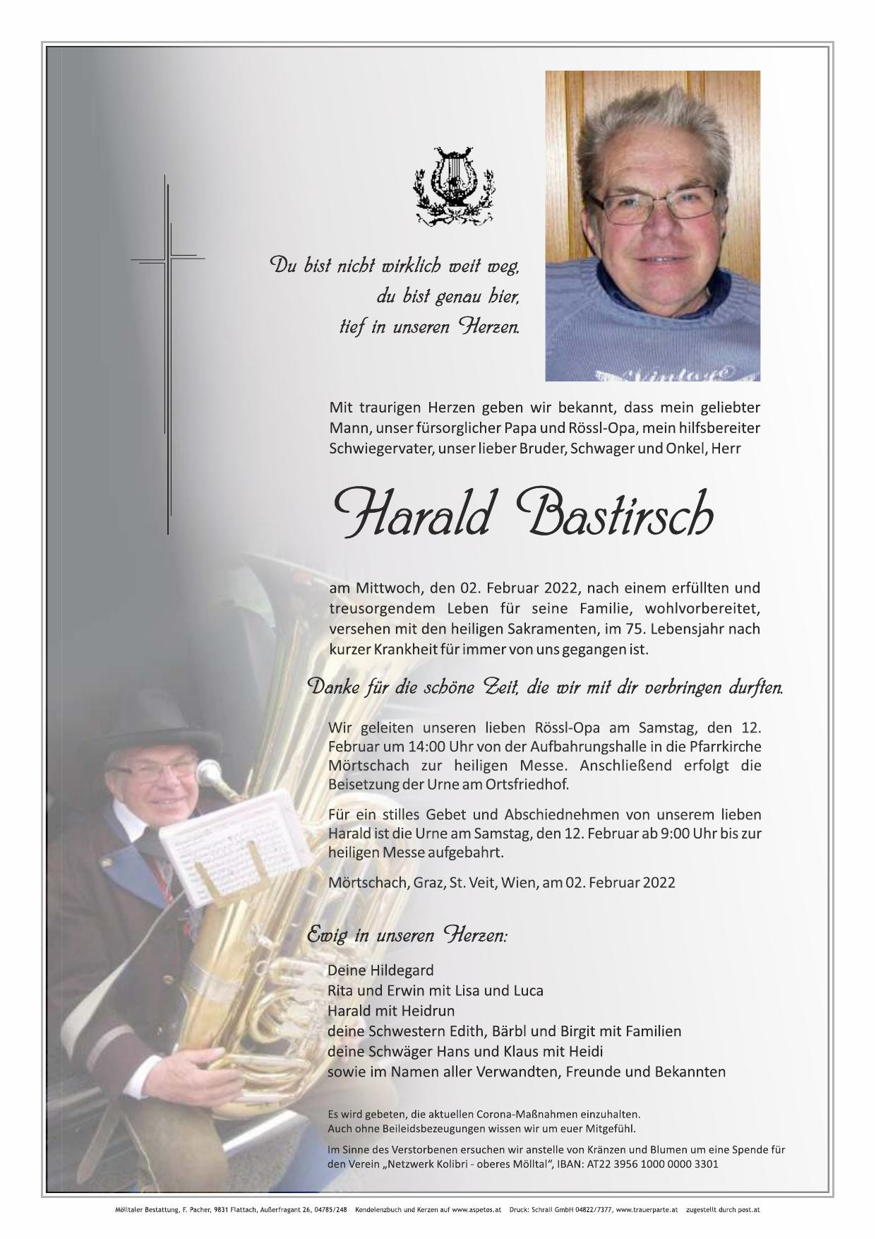 Traueranzeige von Harald Bastirsch