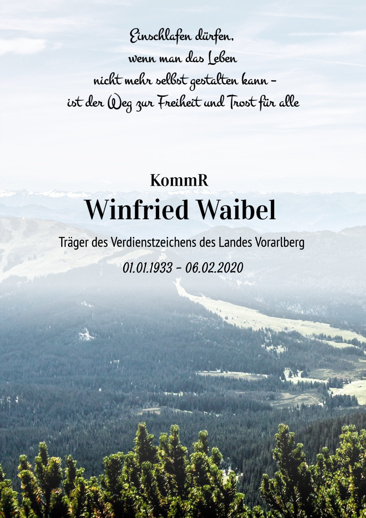 Traueranzeige von KommR Winfried Waibel