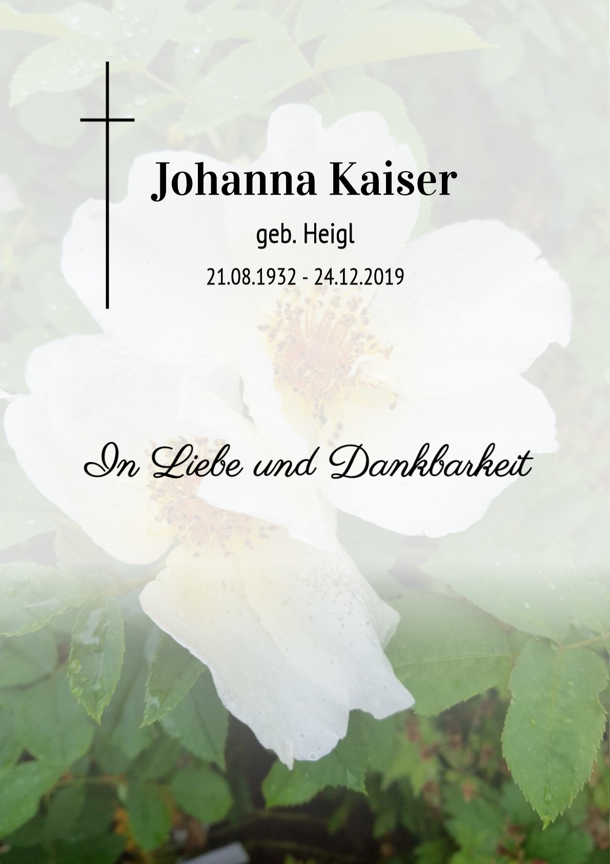 Traueranzeige von Johanna Kaiser