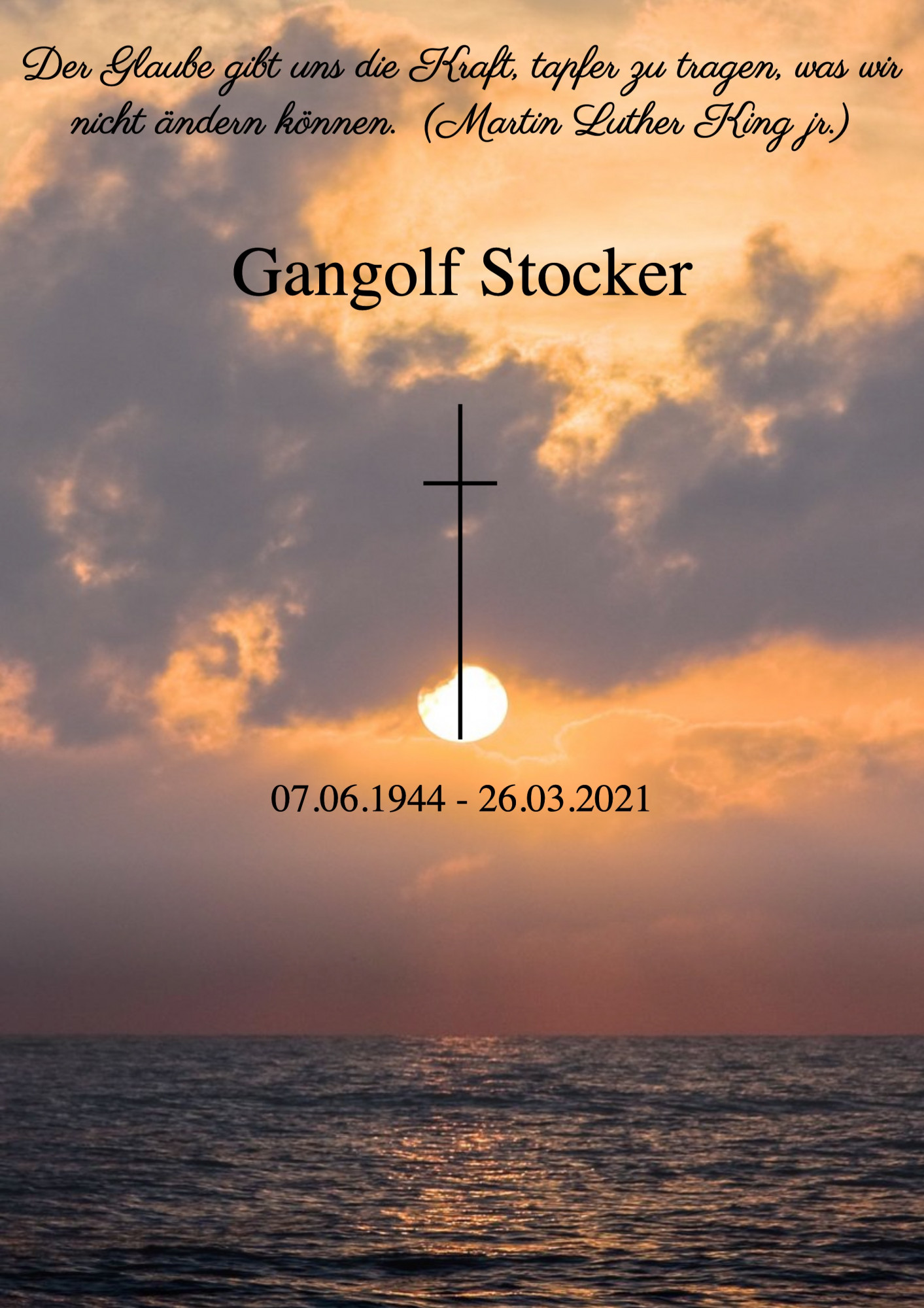 Traueranzeige von Gangolf Stocker