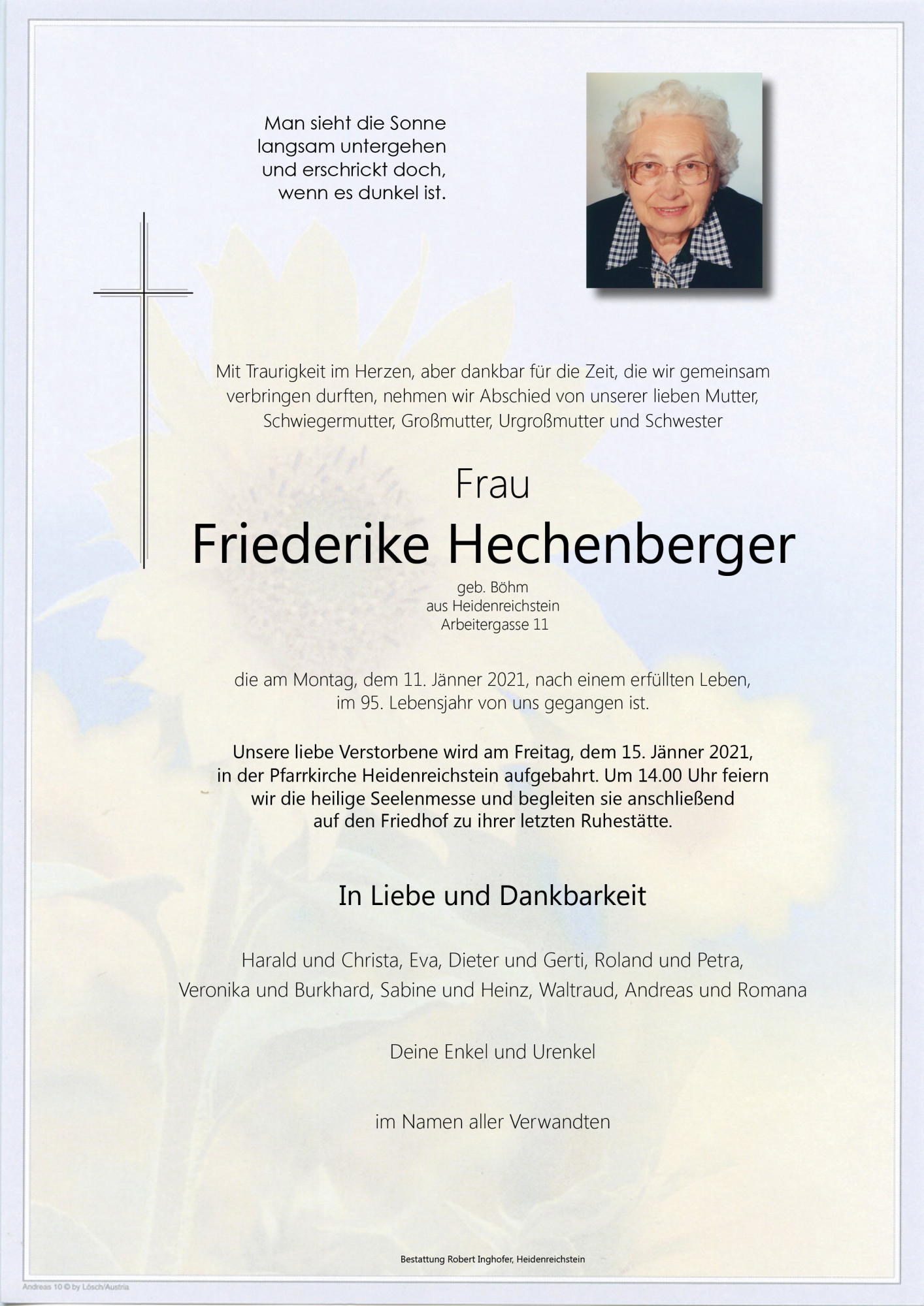 Traueranzeige von Friederike Hechenberger