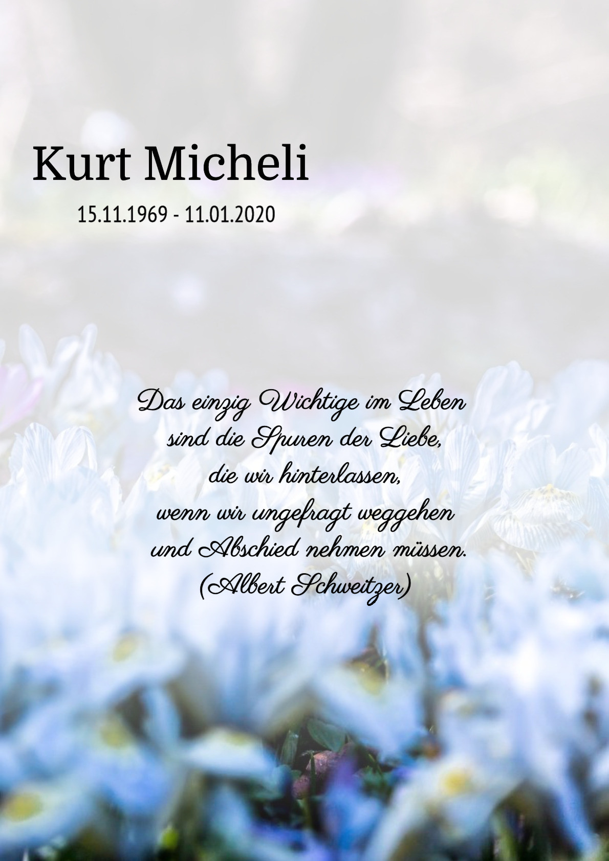 Traueranzeige von Kurt Micheli