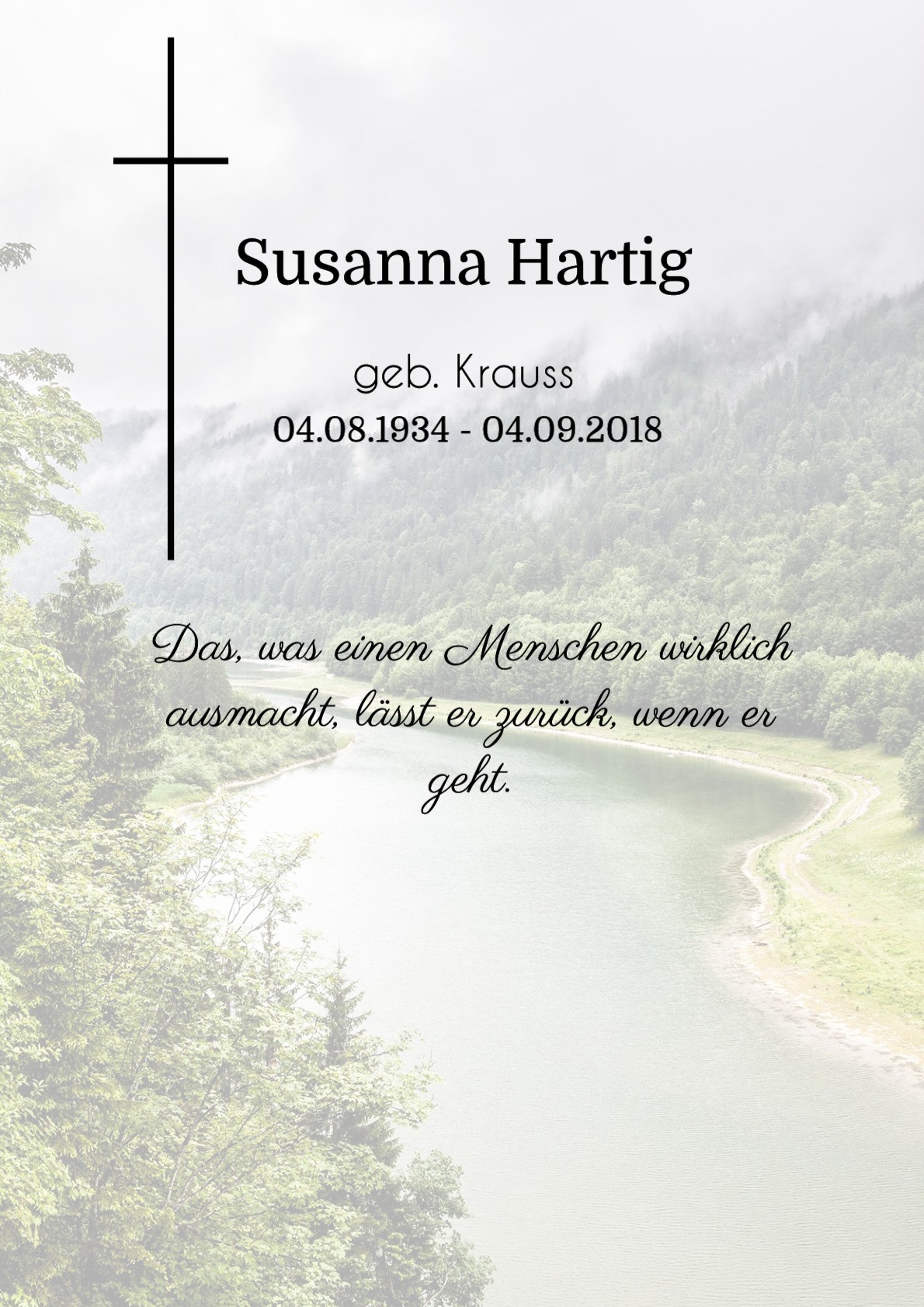 Traueranzeige von Susanna Hartig