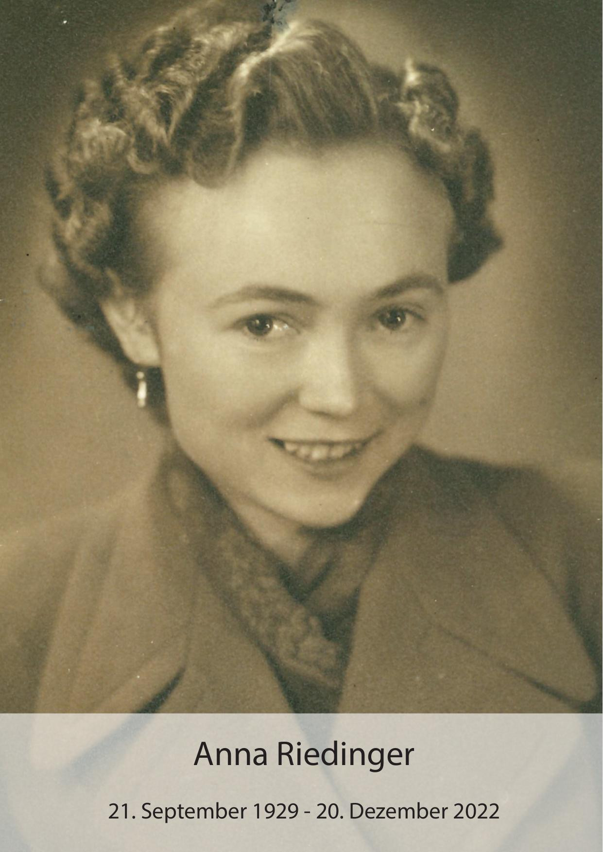 Traueranzeige von Anna Riedinger