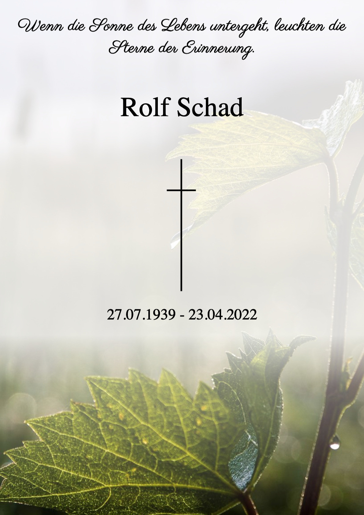 Traueranzeige von Rolf Schad