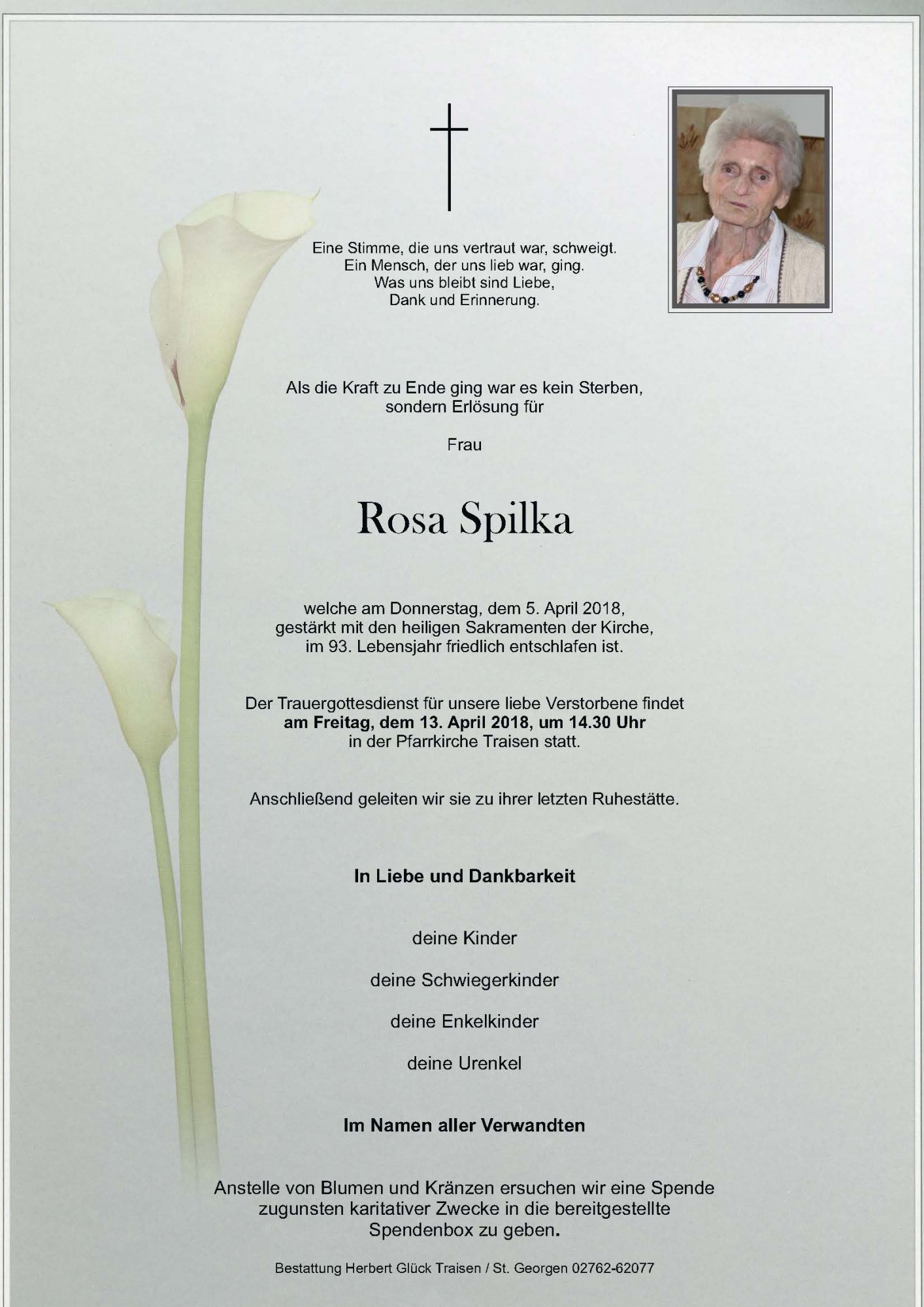 Traueranzeige von Rosa Spilka