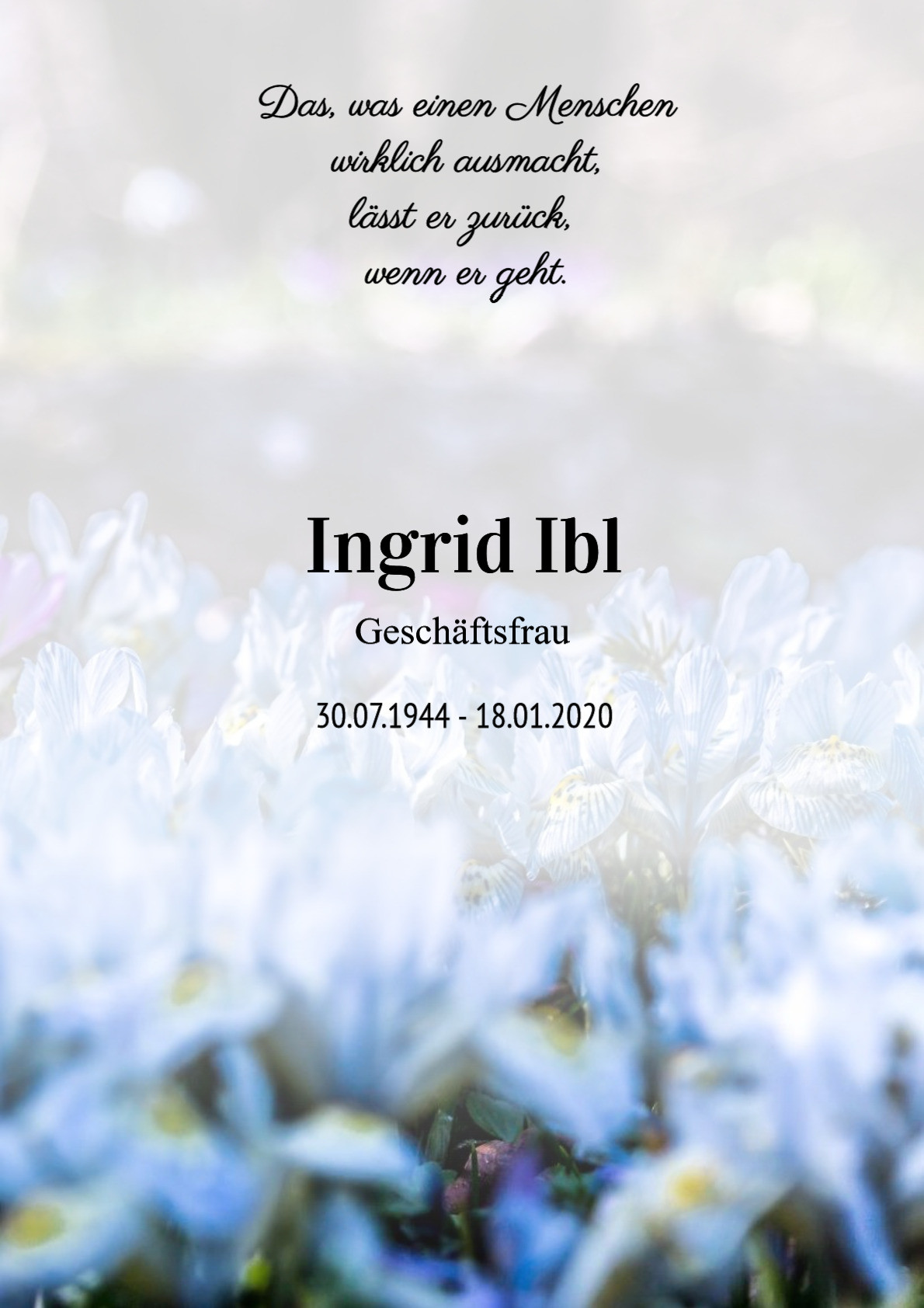 Traueranzeige von Ingrid Ibl