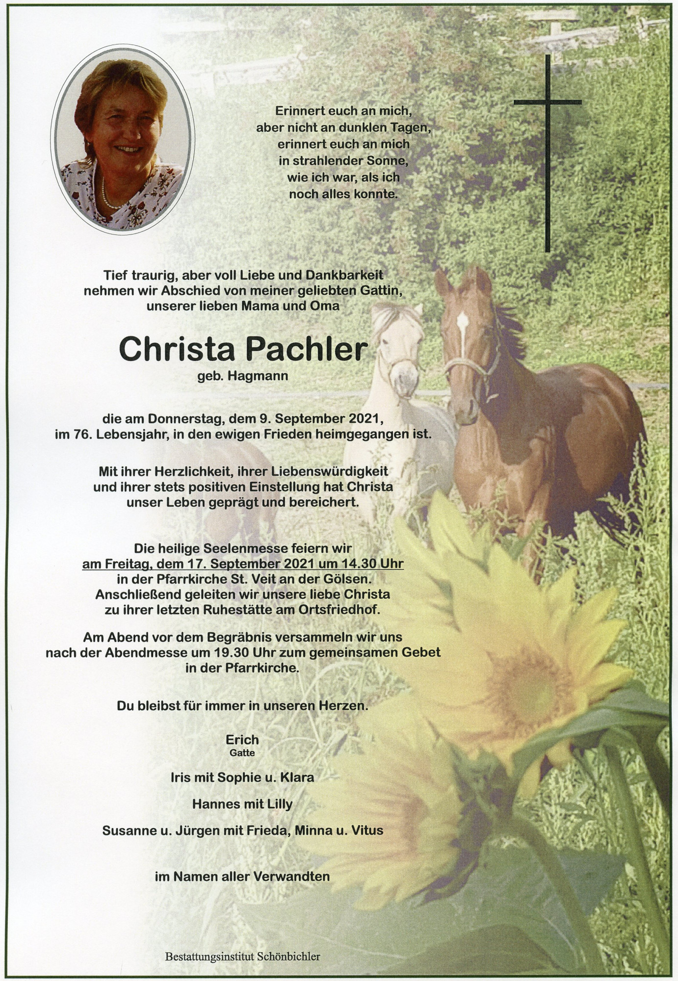 Traueranzeige von Christa Pachler