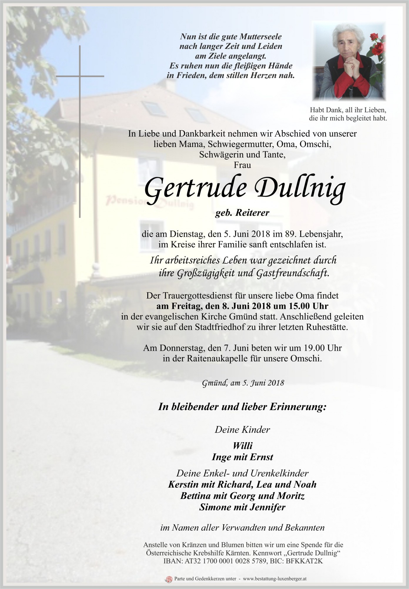 Traueranzeige von Gertrude Dullnig