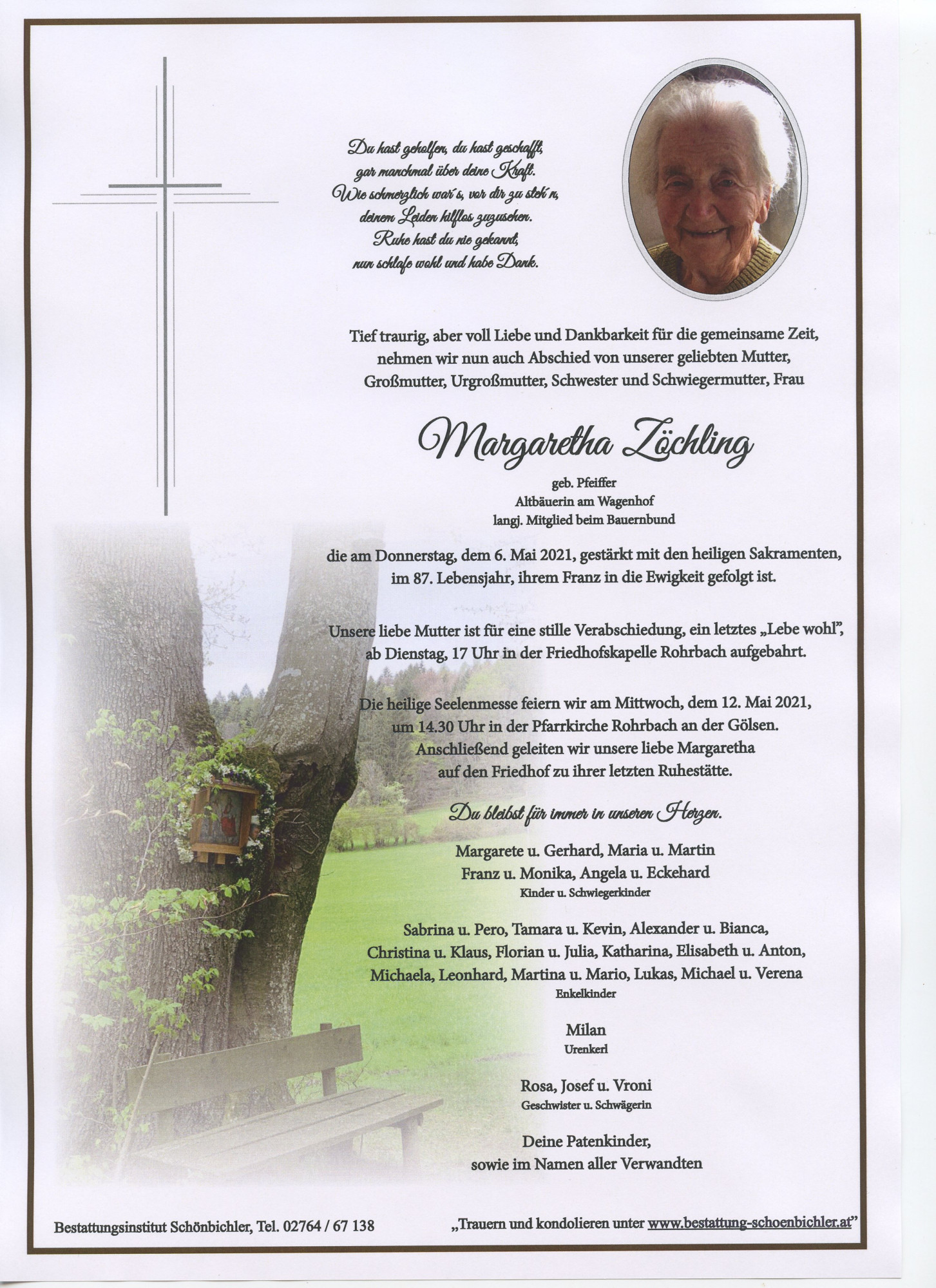 Traueranzeige von Margaretha Zöchling
