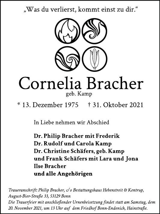 Traueranzeige von Cornelia Bracher