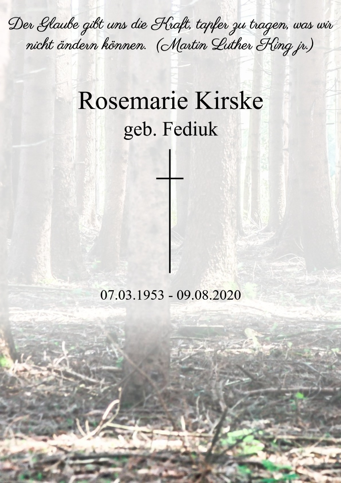 Traueranzeige von Rosemarie Kirske