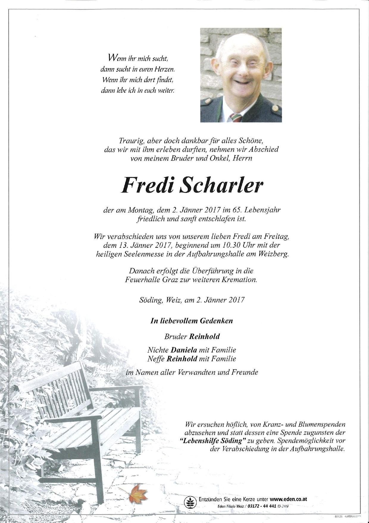 Traueranzeige von Fredi Scharler