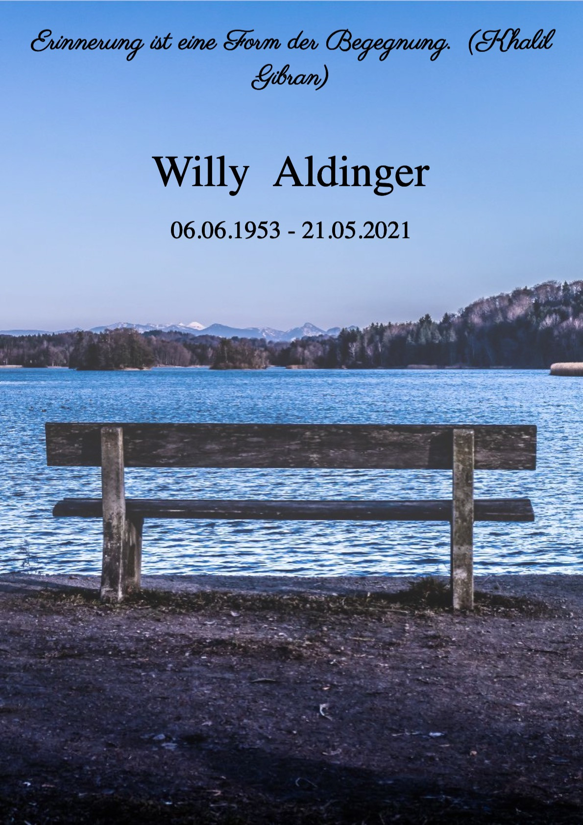 Traueranzeige von Willy Aldinger