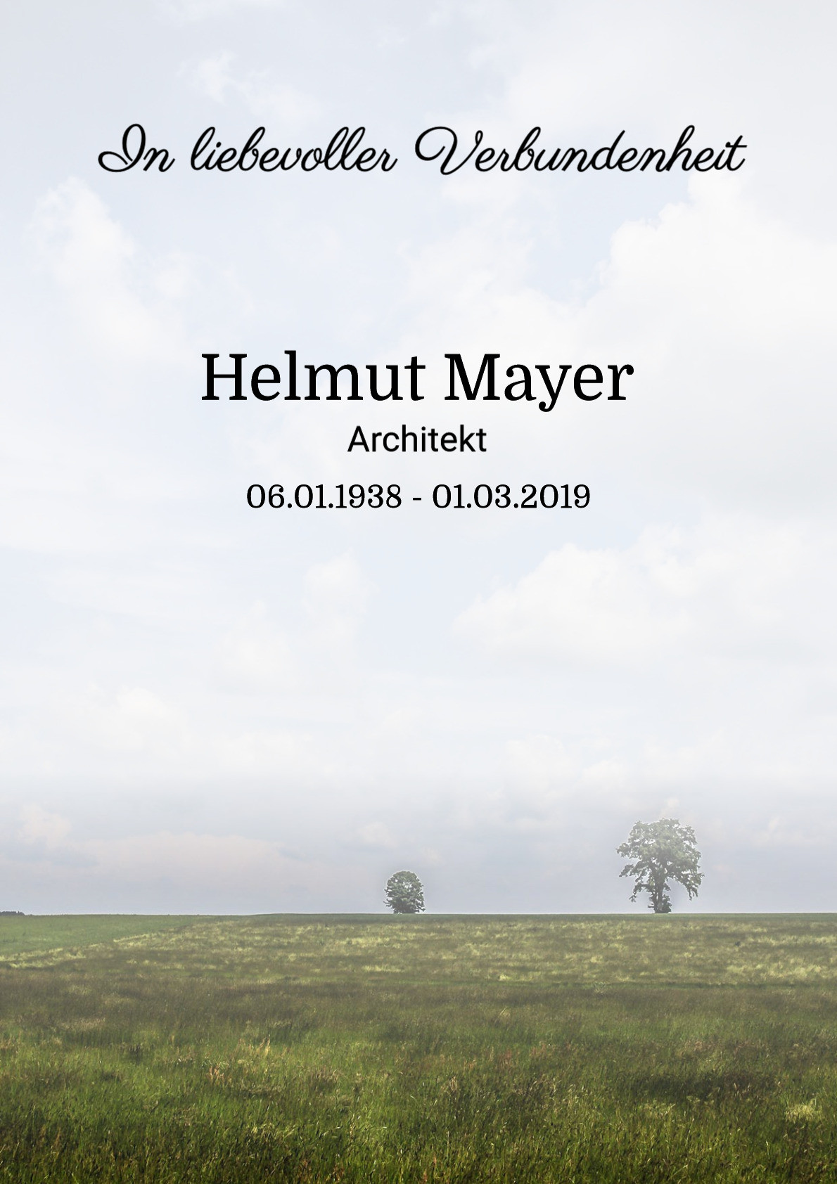 Traueranzeige von Helmut Mayer