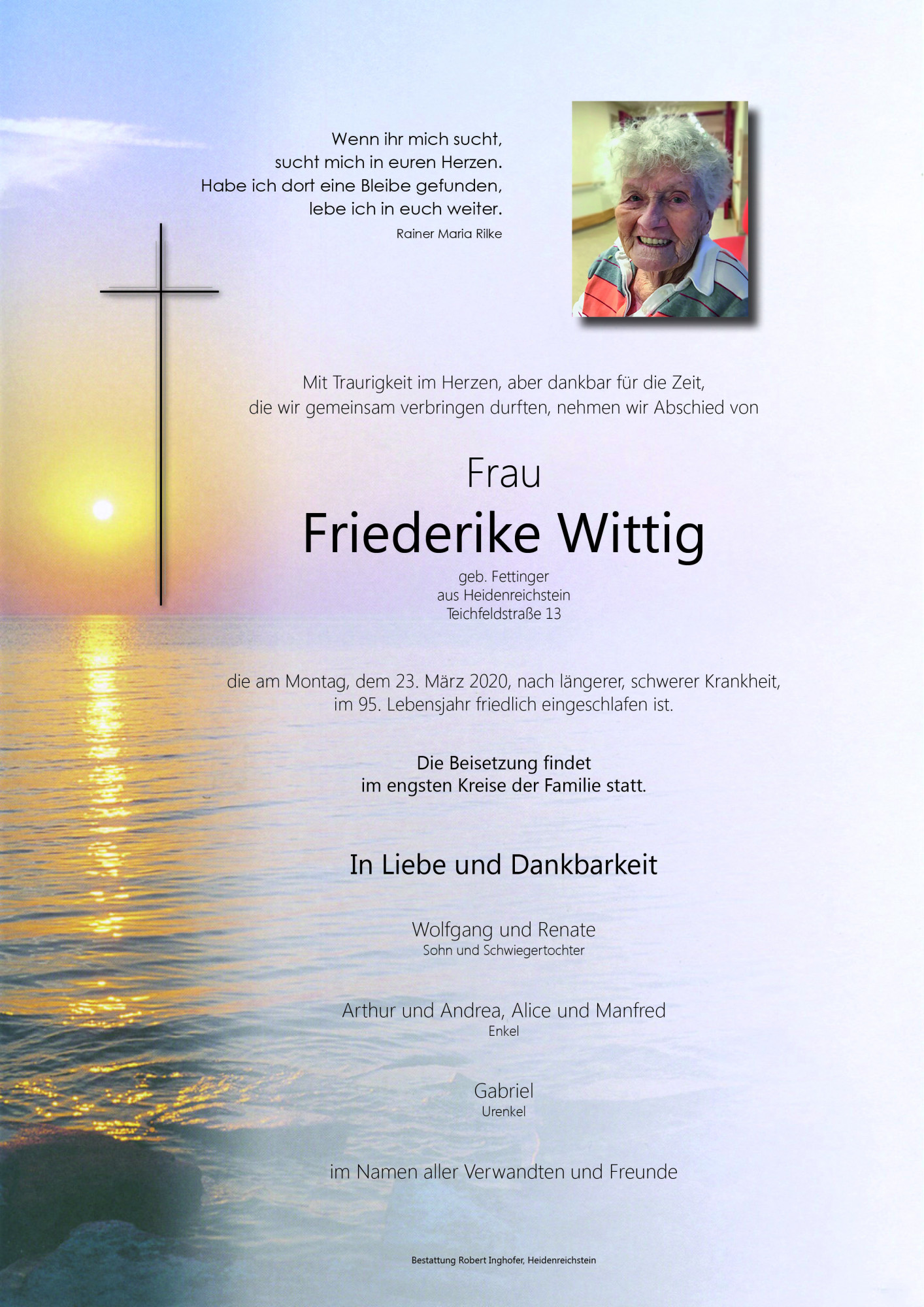Traueranzeige von Friederike Wittig