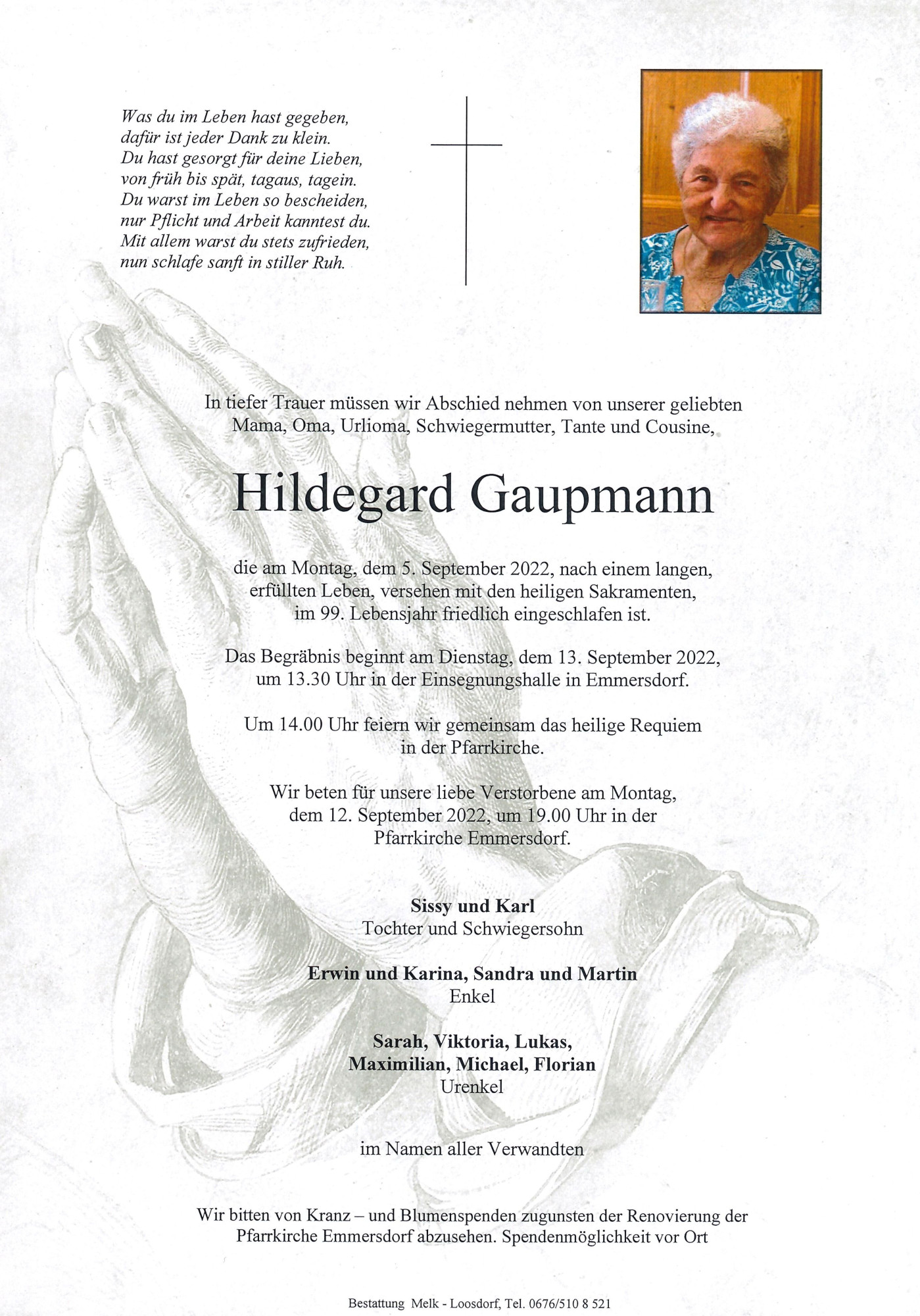 Traueranzeige von Hildegard Gaupmann