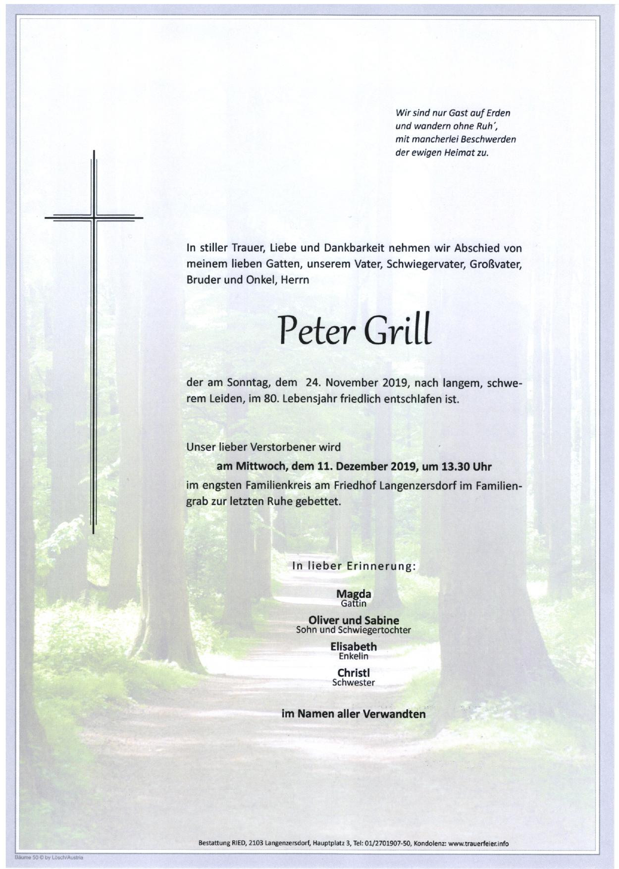Traueranzeige von Peter Grill