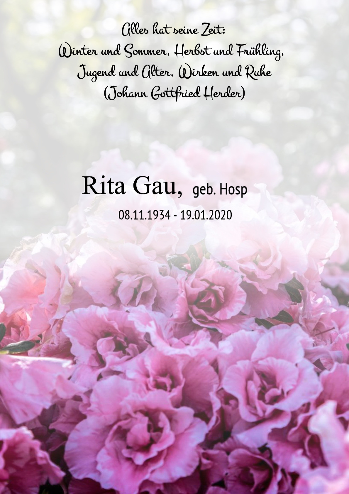 Traueranzeige von Rita Gau