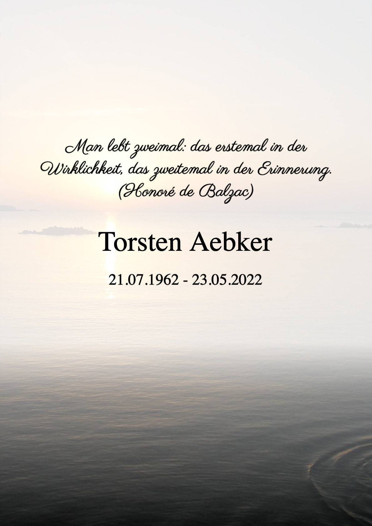 Traueranzeige von Torsten Aebker