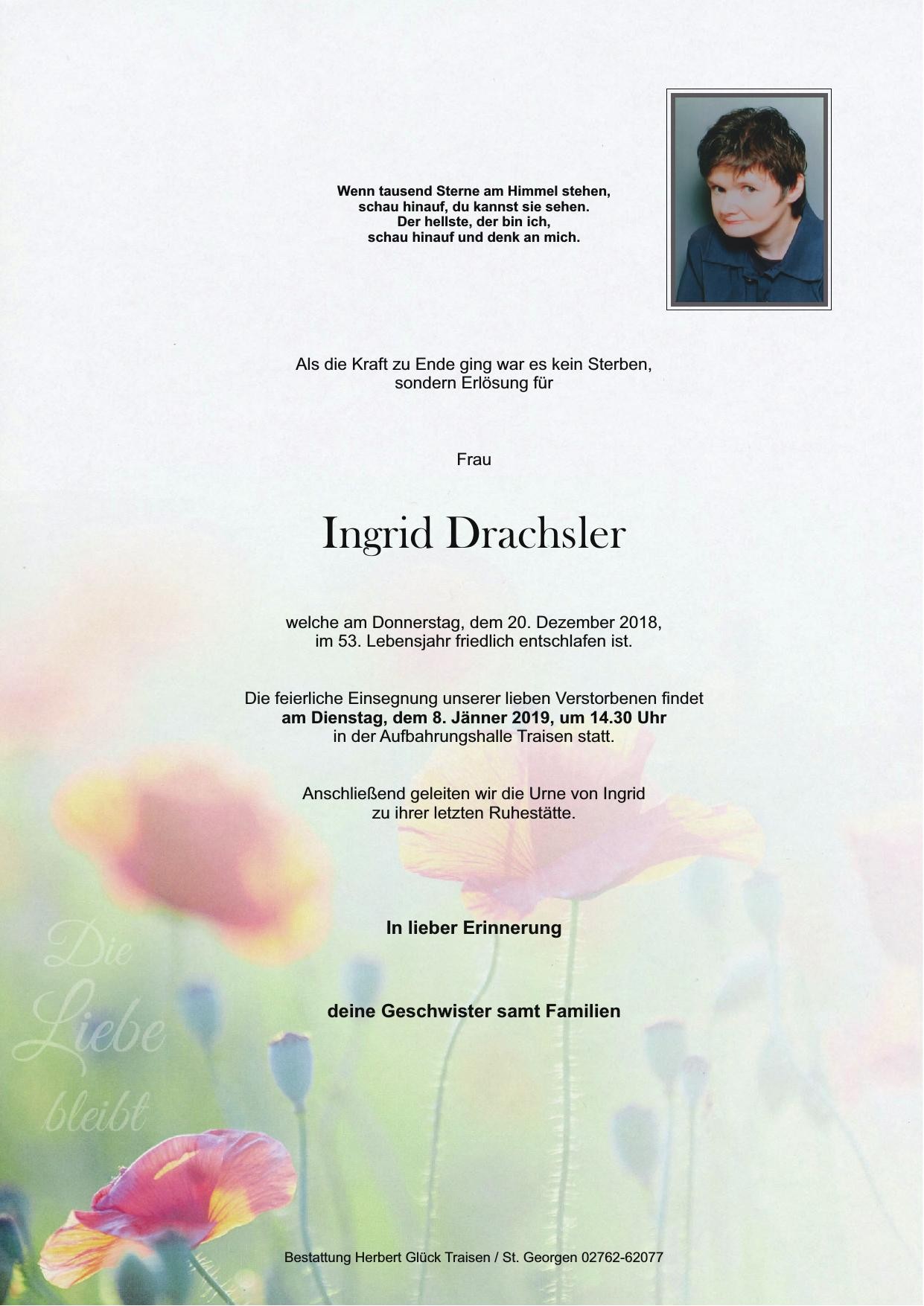 Traueranzeige von Ingrid Drachsler