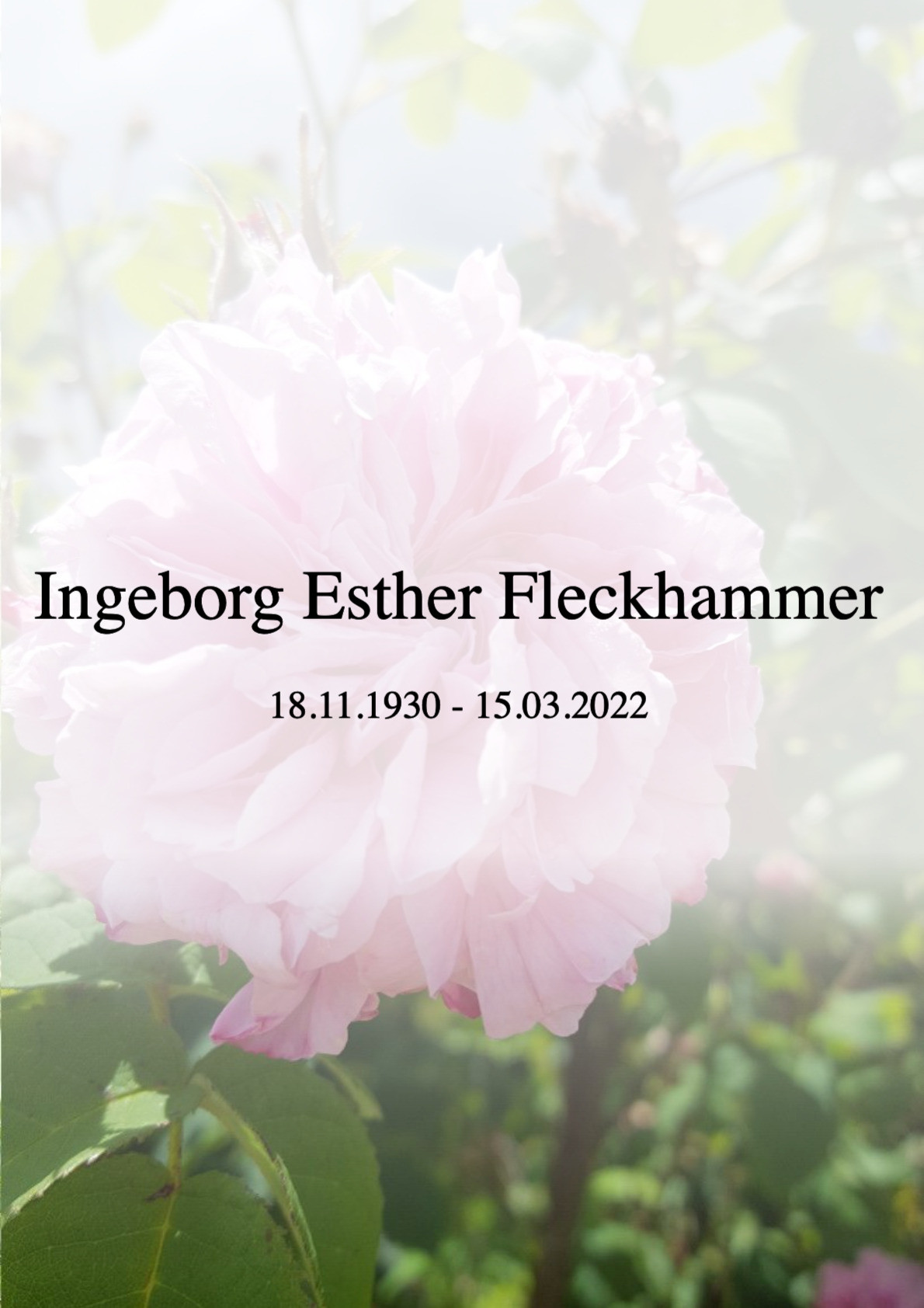 Traueranzeige von Ingeborg Esther Fleckhammer