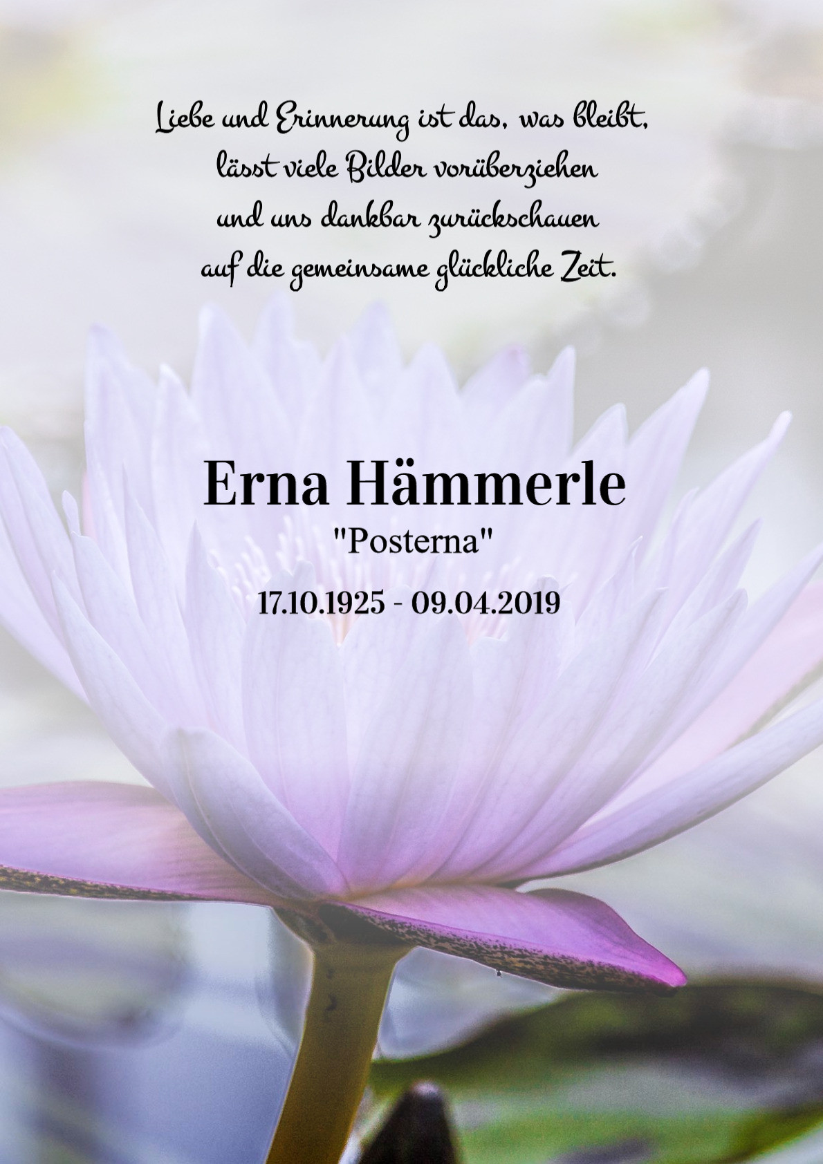 Traueranzeige von Erna Hämmerle