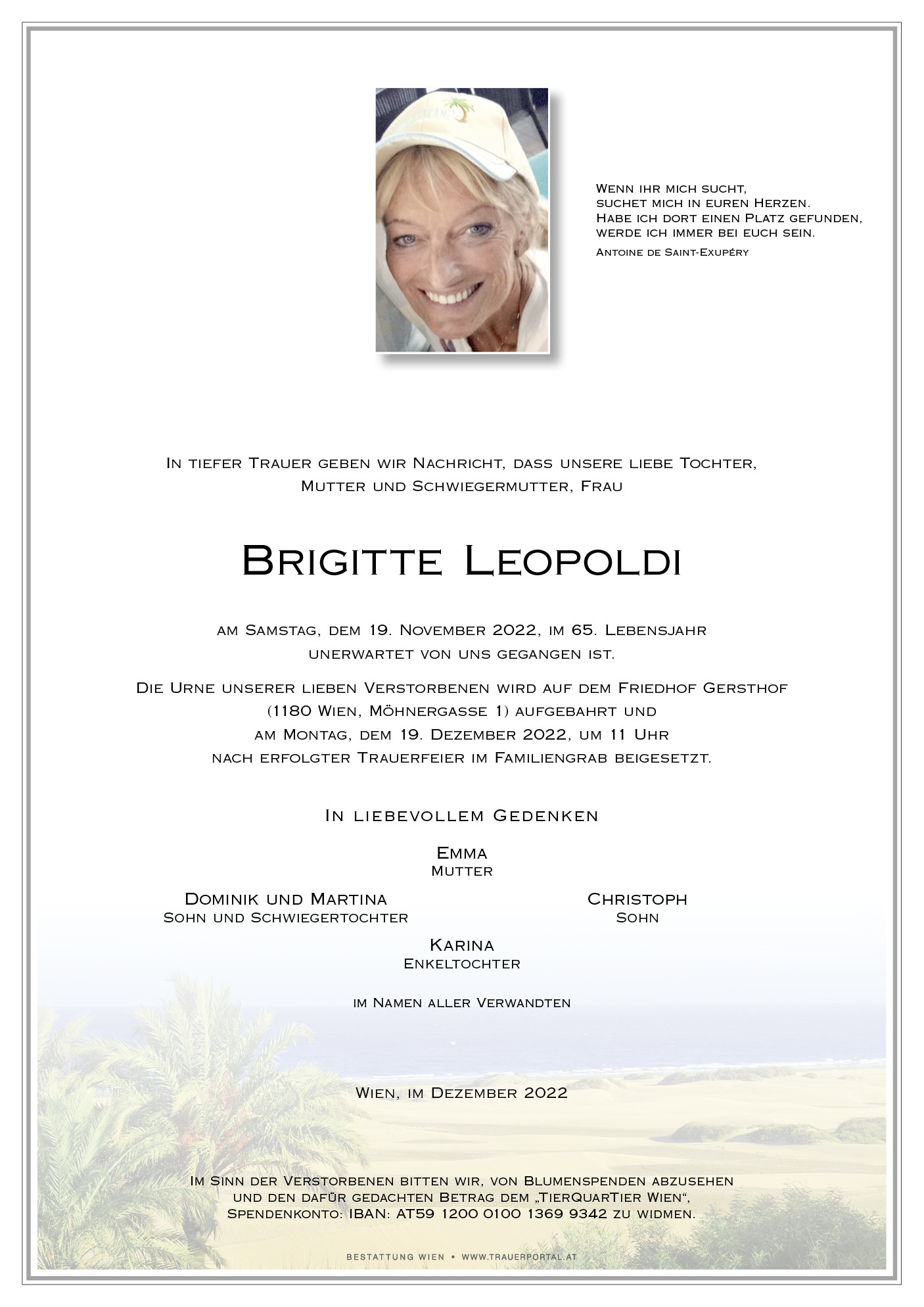 Traueranzeige von Brigitte Leopoldi