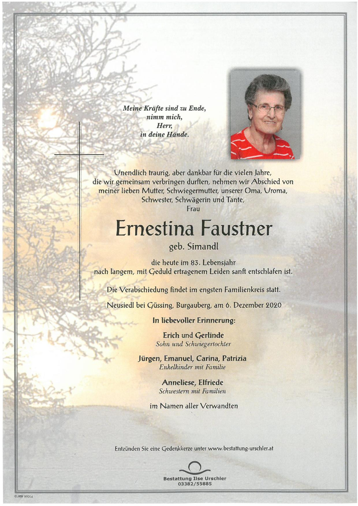 Traueranzeige von Ernestina Faustner