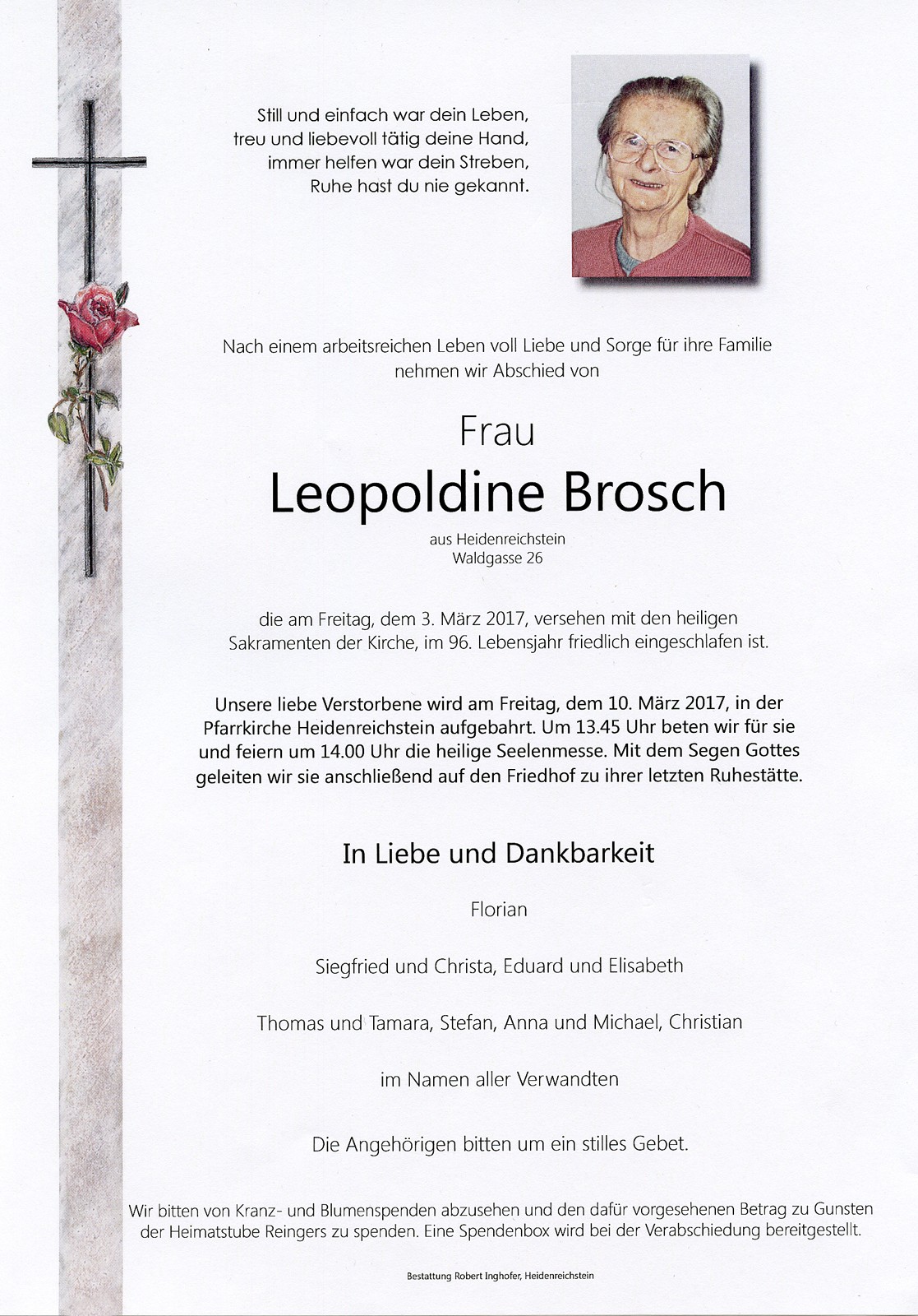 Traueranzeige von Leopoldine Brosch