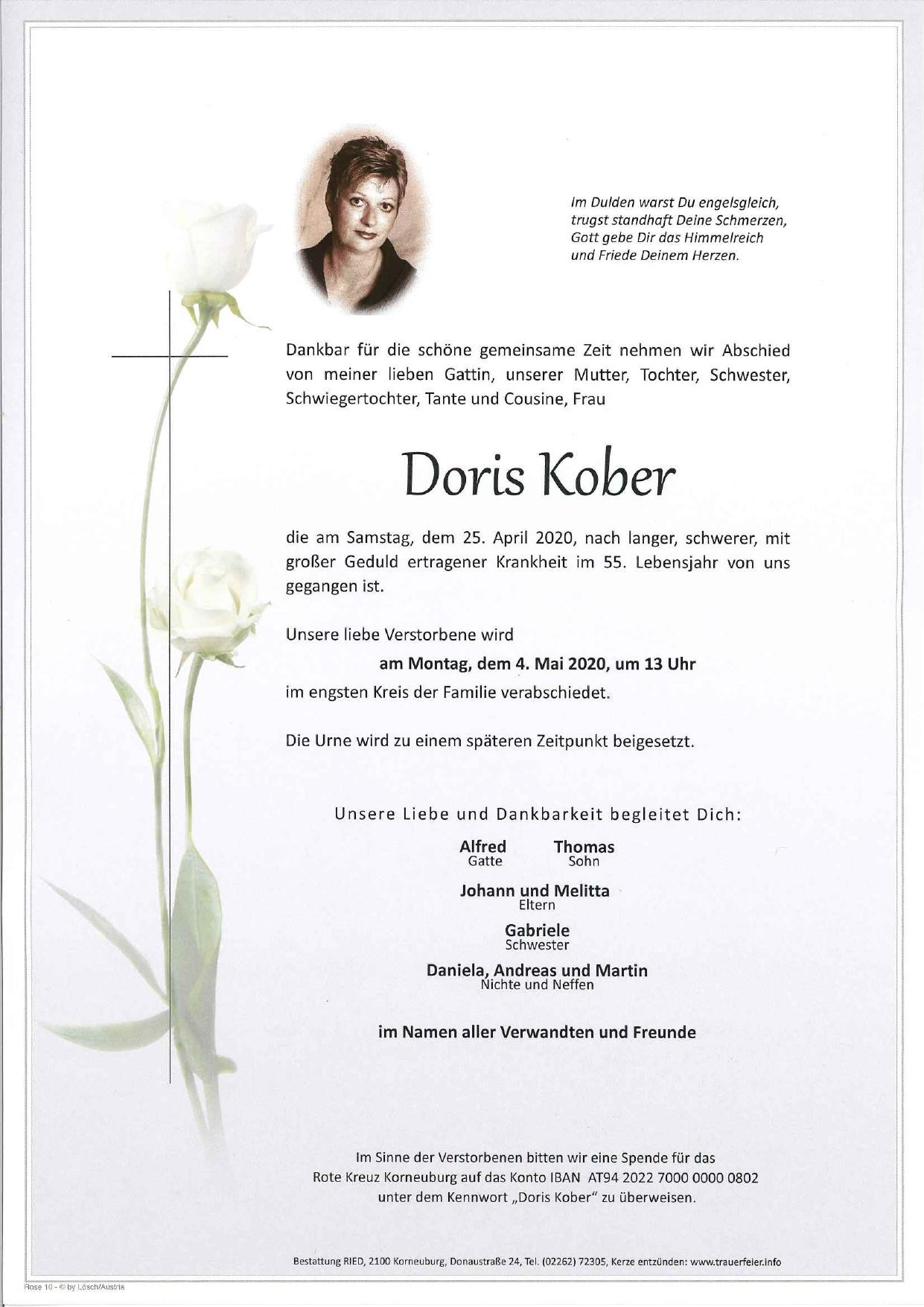 Traueranzeige von Doris Kober