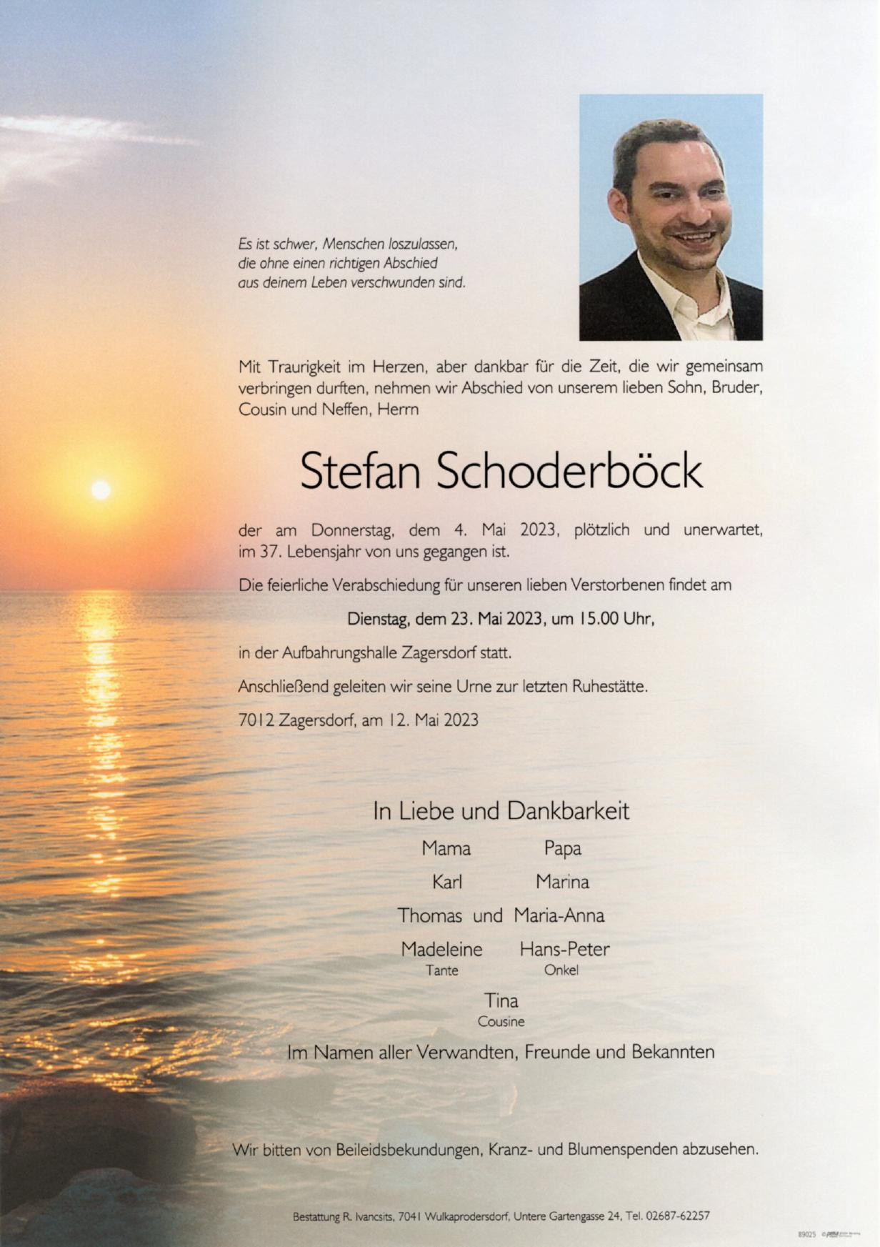 Traueranzeige von Stefan Schoderböck