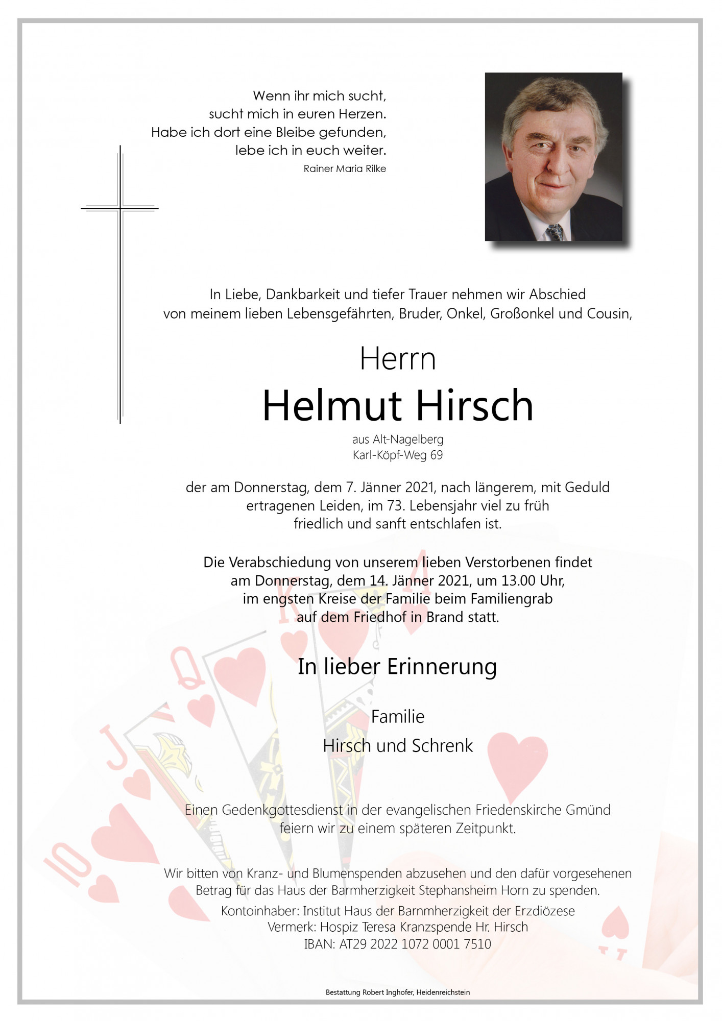 Traueranzeige von Helmut Hirsch